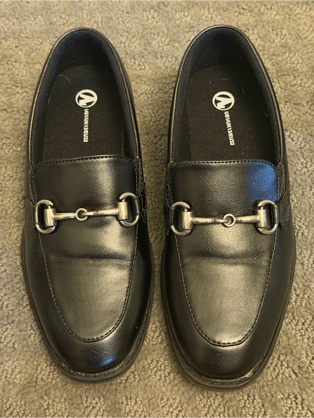 Black Leather Bit Loafers - kids